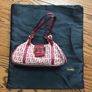 Fendi Zucca Red Canvas Small Shoulder Bag
